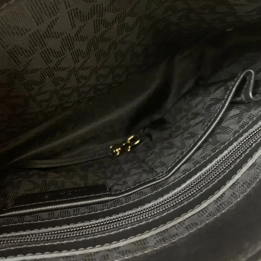 Michael Kors Black Saffiano Leather Tote Bag Gold Tone MK Charm Medium - Picture 7 of 13